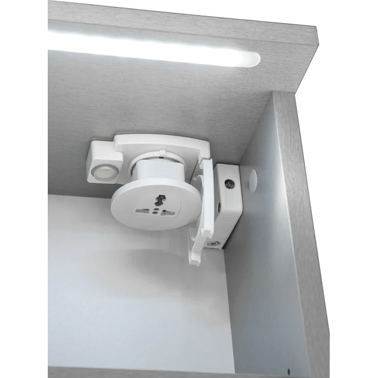 Badezimmerspiegelschrank >Two< LED, Steckdose, titan-grau / weiß - 60x68x23cm (BxHxT) – Bild 9