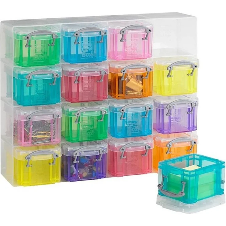 REALLYUSEFULBOX Aufbewahrungsbox 16 Aufbewahrungsboxen 0,14l - transparent/bunt – Bild 3