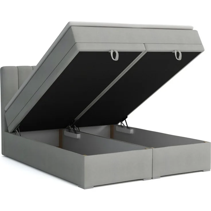 Deine Möbel 24 Boxspringbett DAVID Boxbett Polsterbett Komplettbett Bett mit einer Matratze H4 (Taschenfederkernmatratzen 7 Zonen H4 Grau Hellgrau Schwarz Anthrazit Beige Samt Velour, 3-St, Taschen-federkernmatratze 7 Zonen H4 PREMIUM Bett), 120x200 14...