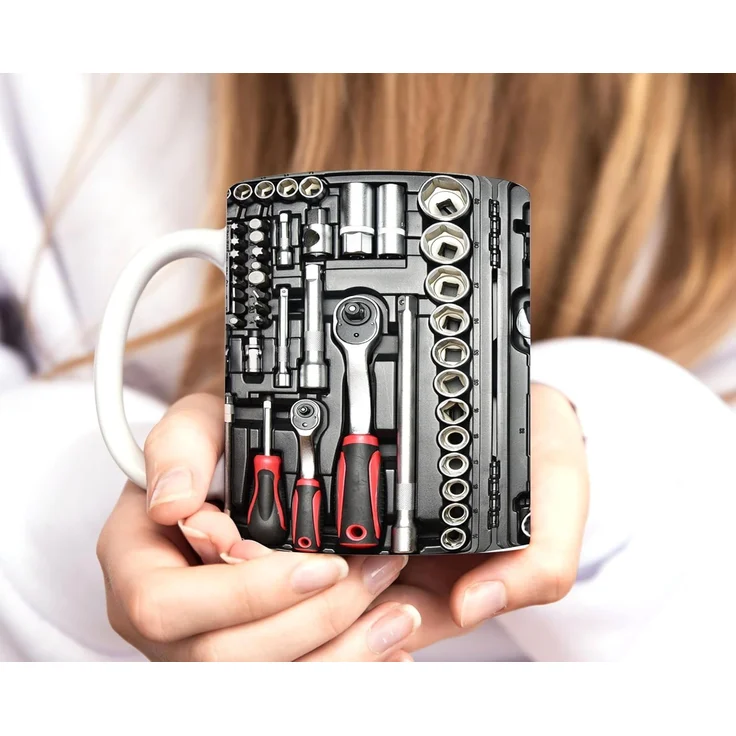MoonWorks Tasse Kaffee-Tasse Bedruckt Werrkzeug Fotoprint Toolbox Geschenk für Männer, Keramik – Bild 3