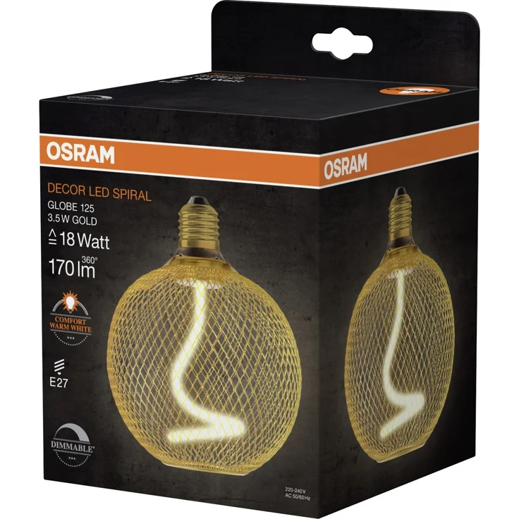 Osram LED Dekoleuchtmittel E27 Globe 125 18 Gold 3,5W dimmbar warmweiß – Bild 4