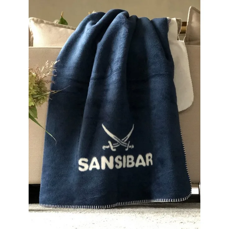 Sansibar 'Doubleface' Wohndecke, Baumwollmischgewebe blau, 150 x 200
