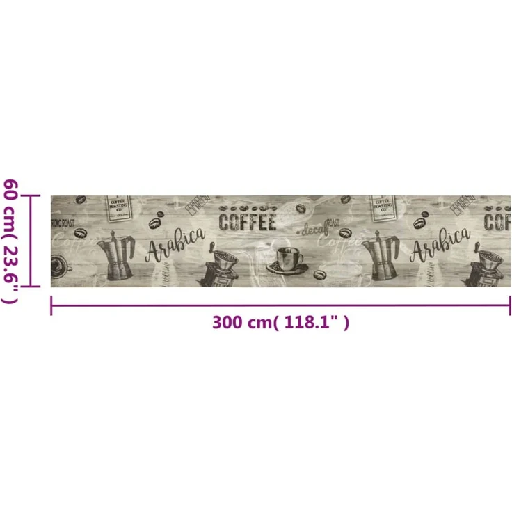 vidaXL Küchenteppich Waschbar Kaffee Grau 60x300 cm Samt 4005583 – Bild 5