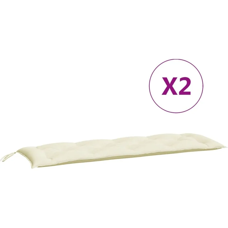 vidaXL Gartenbank-Auflagen 2 Stk. Cremeweiß 150x50x7 cm Oxford-Gewebe 361699 – Bild 5