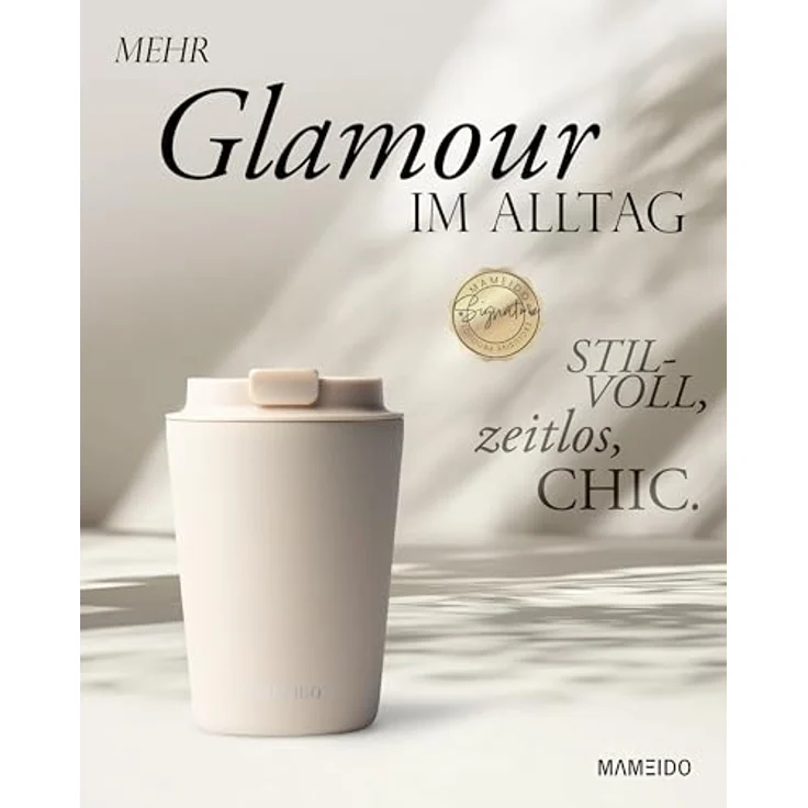 MAMEIDO Thermobecher 350ml - dichter Kaffeebecher to go aus Edelstahl doppelwandig isoliert, auslaufsicher - Coffee to go Becher warmhaltend (Ivory Beige) – Bild 2