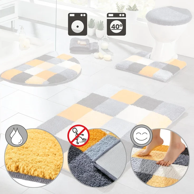 Erwin Müller Badematte Badematte "Kreta", Höhe 20 mm, eckig, Karo – Bild 4