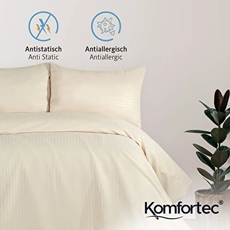 Komfortec Bettwäsche Deluxe, 2&3 Teilig, 140x200 cm, 155x220 cm, 200x200 cm oder 220x240 cm, 100 % Mikrofaser (120 g/m), 3 teilig, Bettwäsche-Sets mit Reißverschluss, Weich und Bügelfrei – Bild 5