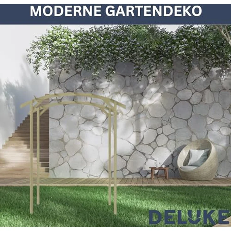 DELUKE® Pergola aus Holz FEOL 1,8x1,97x2,1m Kiefernholz Gartenbogen Rankhilfe Pergola Holz Bausatz freistehend Gartendeko Gartenpergola Rosenbogen – Bild 6