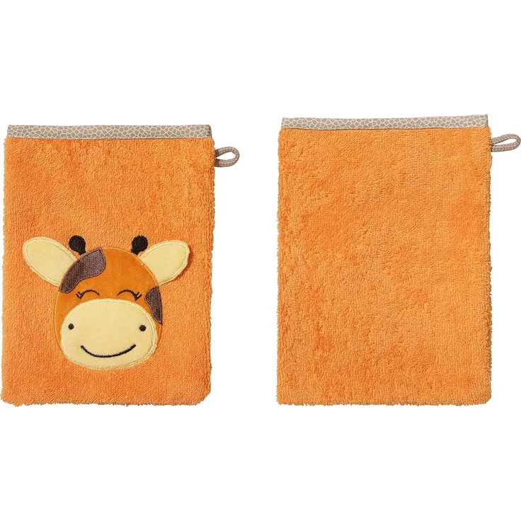 Erwin Müller Waschhandschuh Kinder-Waschhandschuh "Giraffe" 2er-Pack, (2-St), Walk-Frottier Uni – Bild 1