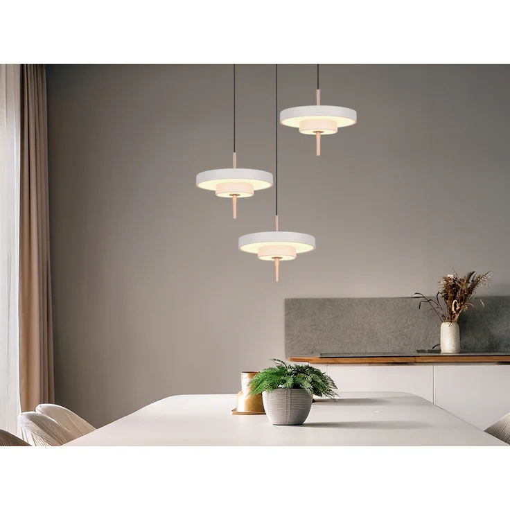 Moderne dimmbare LED Pendelleuchte KEATON 3-flammig, Hellgrau Ø 45cm – Bild 1