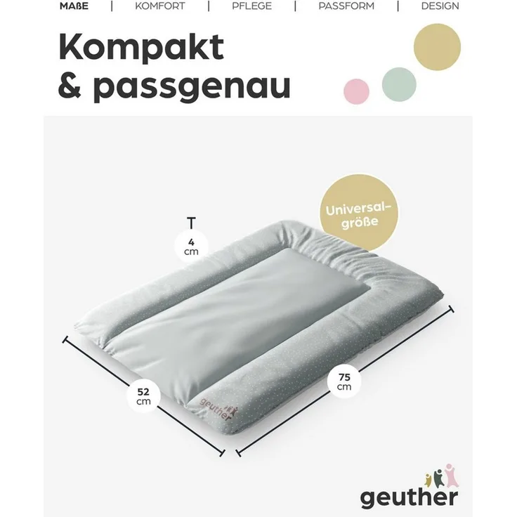 Geuther Wickelauflage, 52x75 cm Sprinkeled grey