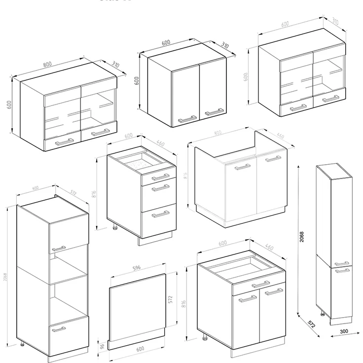 Küchenzeile R-Line Weiß Hochglanz/Weiß 350 cm mit Hochschrank, ohne Arbeitsplatte Vicco – Bild 3