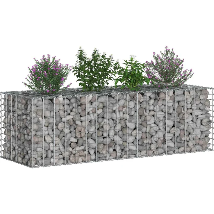 vidaXL Gabionen-Hochbeet 180 x 60 x 55 cm Verzinkter Stahl Silber 42033323 – Bild 3
