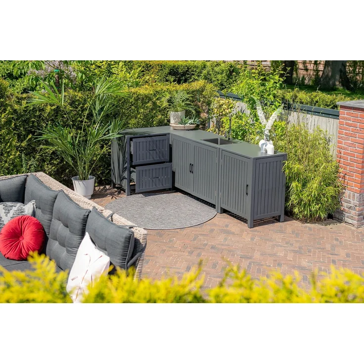 Gardissimo RUDOLF Alu Outdoor Küche inkl. Spüle wetterfest carbon black – Bild 2