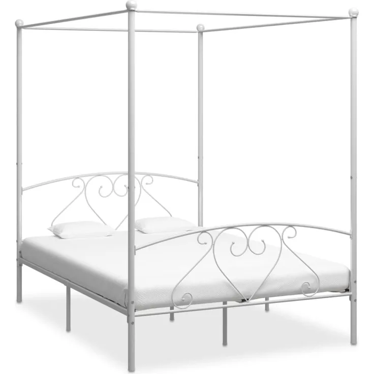 vidaXL Himmelbett-Gestell Weiß Metall 160x200 cm [284430]