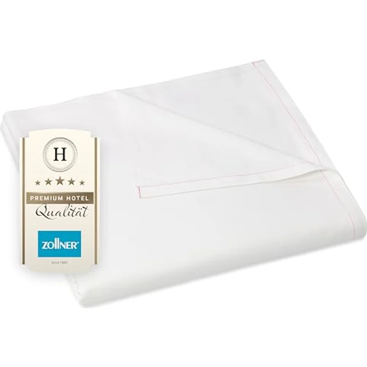Zollner Spannbettlaken, Weiß, aus Naturmaterialien, 320x330 cm, Oeko-Tex® Standard 100, 80% Baumwolle, 20% Polyester, bis 95°C waschbar – Bild 1