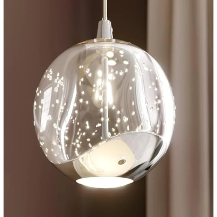 Lucande LED-Pendellampe Hayley, 5-flg. Pendelleuchte mit Glaskugeln und chromfarbenen Details, Ø 30 cm, energieeffiziente LED-Beleuchtung – Bild 5