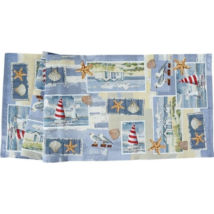 sander table + home Tischläufer Tischläufer Beach House 32x96 cm Gobelin maritim Möwen Muscheln (1-tlg) – Bild 2
