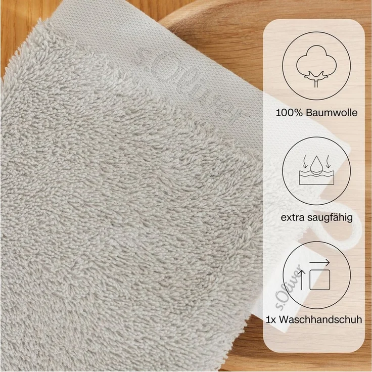 s.Oliver Waschhandschuh s.Oliver, Premium Qualität, 600 gr/m², auch als Sets erhältlich, Walkfrottier (1-St), große Farbauswahl, auch als Duschtuch, Handtuch, Gästetuch – Bild 3