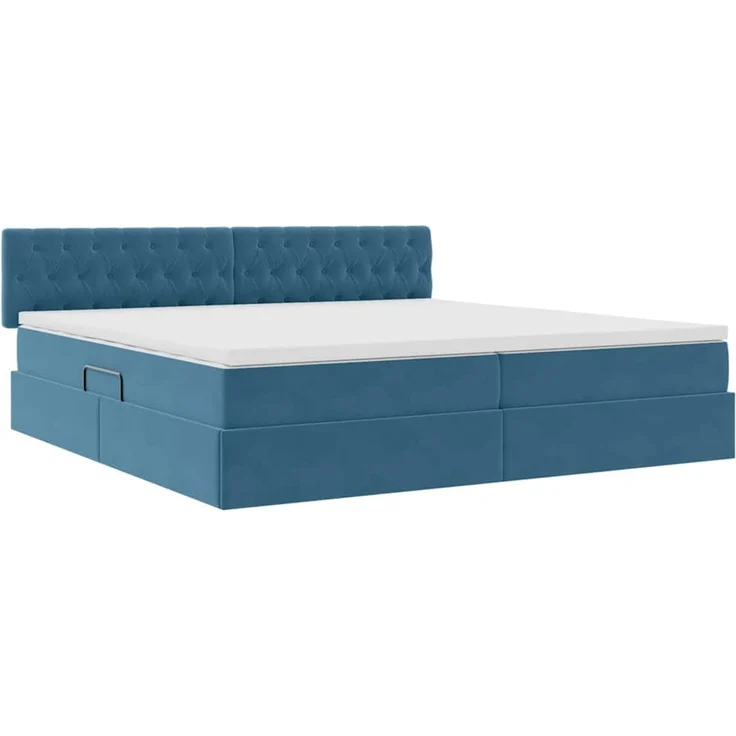 vidaXL Aufbewahrungsbett mit Kopfteil Dunkelblau 200 x 200 cm Samt 3370843 – Bild 5