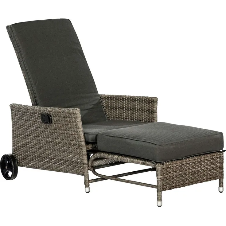 MERXX Gartensessel Komfort Deckchair (4-tlg), Stahl/Kunststoff, inkl. Auflagen