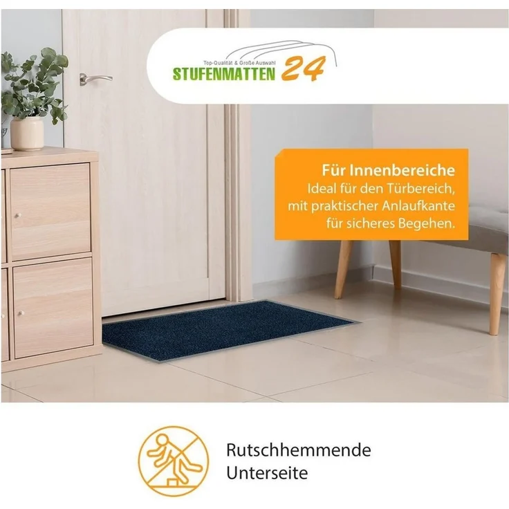 Metzker® Fußmatte Schmutzfangmatten - Sauberlaufmatten, rechteckig, Höhe: 7 mm, 60x90cm - blau-schwarz meliert – Bild 3