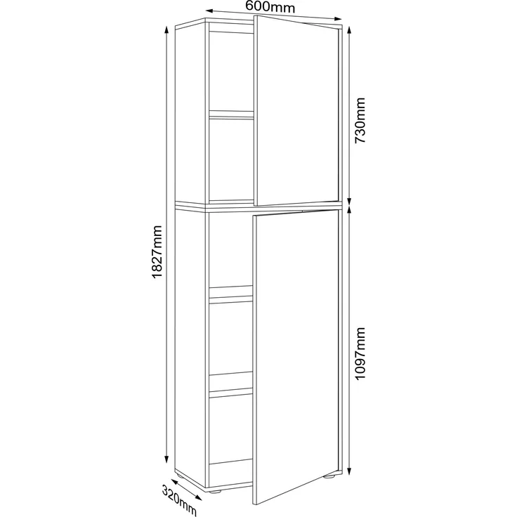 VCM Büroschrank Salia 920801 Weiß H. 183 x B. 60 x T. 33 cm – Bild 4