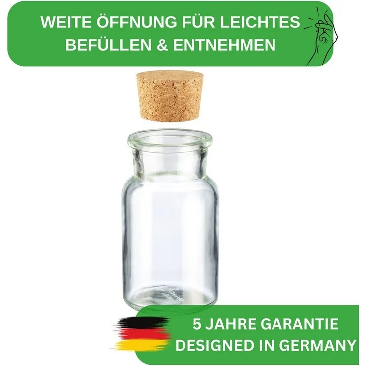 Thiru Gewürzbehälter Gewürzglas mit Korken 10 Stück - je 150 ml, (20-tlg), mit Korken – Bild 1