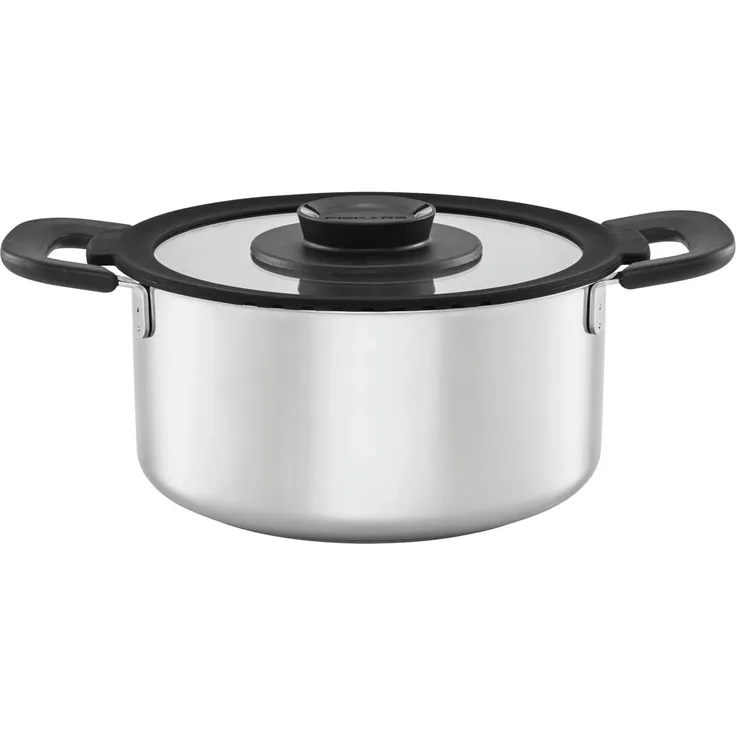 Fiskars Functional Form Kasserolle, mit Deckel, Kochtopf, Koch Topf, Edelstahl, 3 L, 1026577