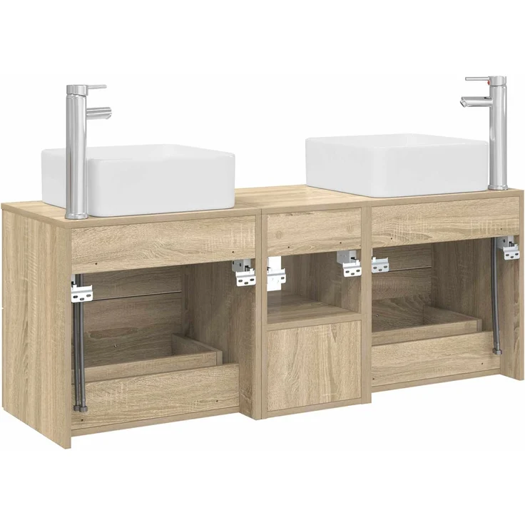 vidaXL Badezimmerschrank-Set 3 stk. Sonoma-Eiche 129 x 41 x 80 cm 3405821 – Bild 8