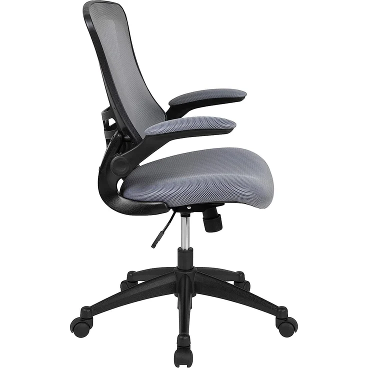 Flash Furniture Bürostuhl mit mittelhoher Rückenlehne – Ergonomischer Schreibtischstuhl mit hochklappbaren Armlehnen und Netzstoff – Perfekt für Home Office oder Büro – Dunkelgrau – Bild 8