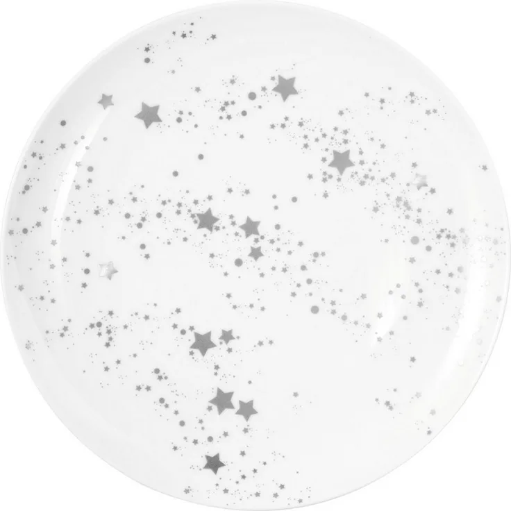 Seltmann Weiden Frühstücksteller Liberty - Silver Stars, (1 St), Teller rund 22,5 cm