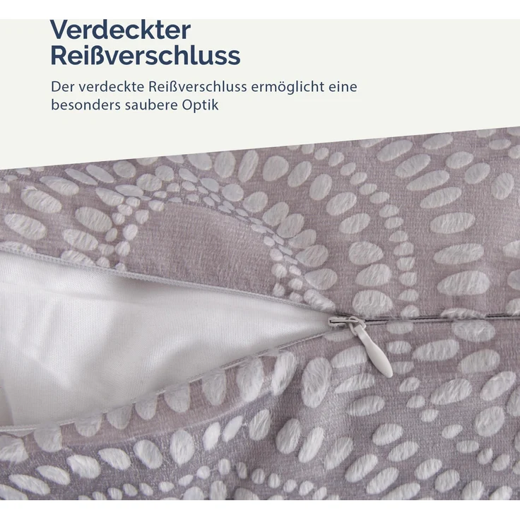 Dekokissen 50x50 mit verd. Reißverschluss, ( Grau ) Kissenbezug inkl. Füllkissen "Punkte", Dekorative Kissenbezüge, weicher Bezug für Kissen – Bild 3