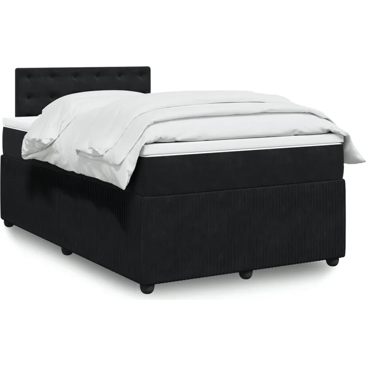 vidaXL Boxspringbett mit Matratze Schwarz 120x190 cm Samt 3287700 – Bild 1
