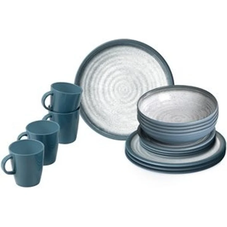 Brunner Geschirrset Melamin Tuscany 16-Tlg. Creme/Blau – Bild 4