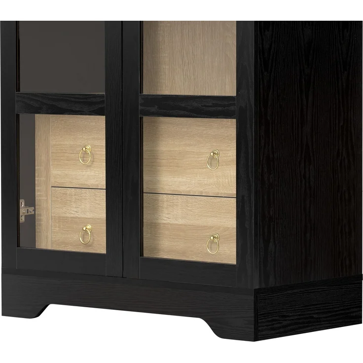 ZUBALIYA Highboard mit verstellbaren Regalböden und Schubladen / Küchenschrank mit transparentem Glas und großem Stauraum, mit ideal für Esszimmer und wohnzimmer und Küche (Schwarz) – Bild 15