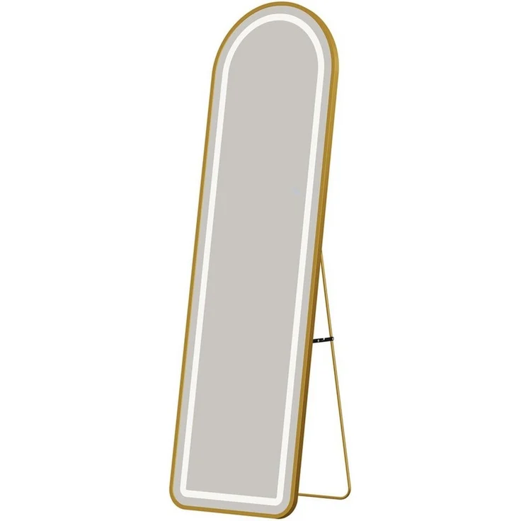 Furnishings Home Ganzkörperspiegel Bodenspiegel Wandspiegel 3 Farbwechseln LED beleuchtung Touch-Schalter (1-St, Einstellung der warmen und kalten Farbtemperatur 3000/4500/6000K inkl), Mit Halterung und Haken, Aluminiumrahmen, Stand- oder Wandmontage – Bild 4
