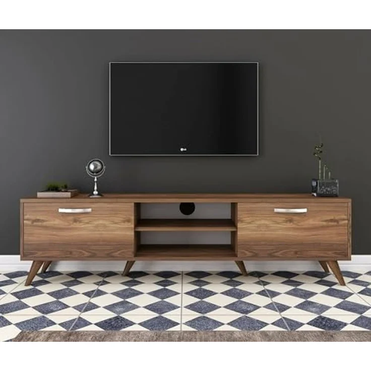 Dmora Aldh, Sideboard, Wohnzimmerschrank, niedriger Schrank für TV, Wandbasis, 180 x 35 x 49 cm, Walnuss – Bild 6