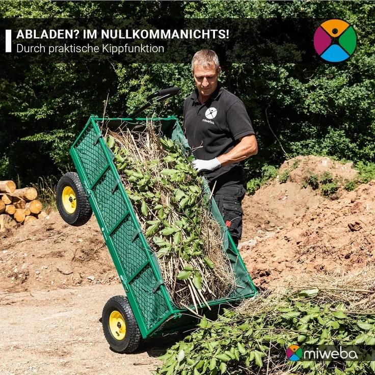 Miweba Bollerwagen MB-700 faltbarer Transportwagen Handwagen Gartenwagen 700 kg (Schwarz) – Bild 7
