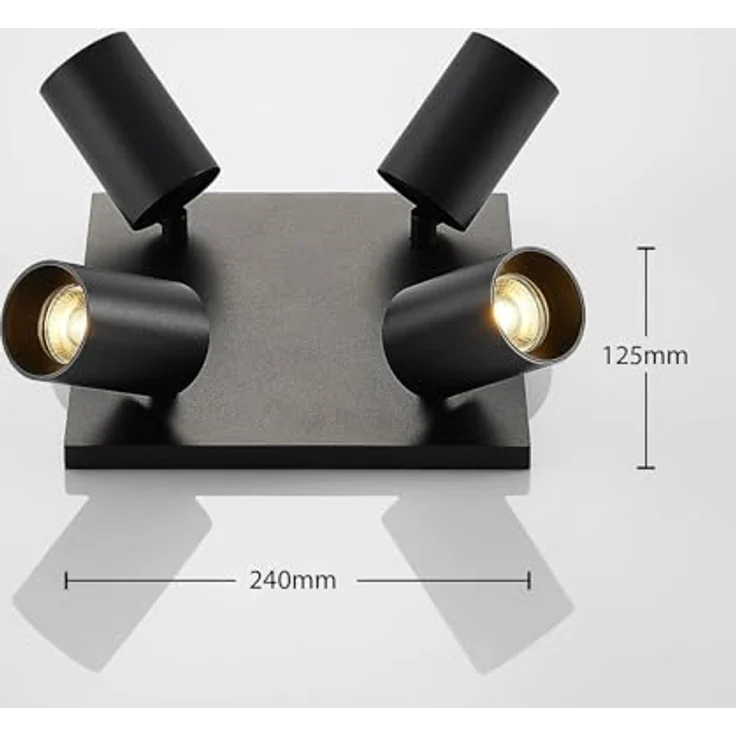 Arcchio Strahler Brinja, 4-flammige Deckenlampe in Schwarz aus Aluminium, GU10, modern, Flurleuchte – Bild 5