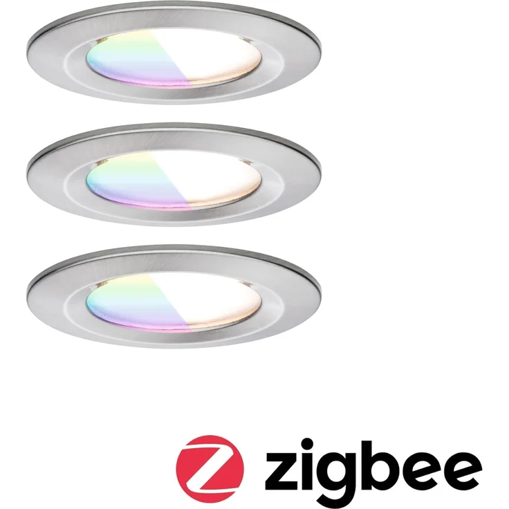 Paulmann 92450 LED Einbauleuchte Nova Coin 3er-Set Zigbee RGBW Eisen gebürstet IP44 – Bild 11