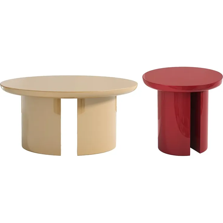 Vente-unique - DERLALI Couchtisch Holz, Platte Beige - B 90 cm x H 40,5 cm x L 90 cm – Bild 2