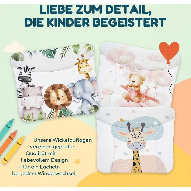 Ceba Baby® Wickelauflage 50x70 cm – Weiche Baby Wickelunterlage mit abnehmbarem Baumwollbezug – Wasserdicht, abwaschbar – Für Jungen und Mädchen – OEKO-TEX® Standard 100 – Made in EU – Bild 8
