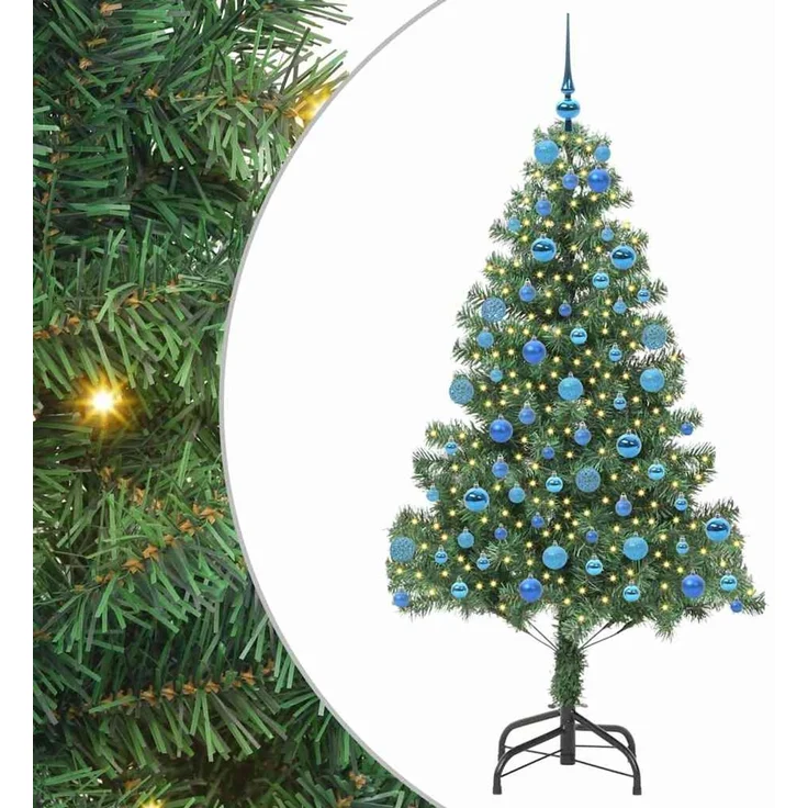 vidaXL Weihnachtsbaum mit LED-Beleuchtung Grün 180 cm PVC und Stahl 3396387 – Bild 2