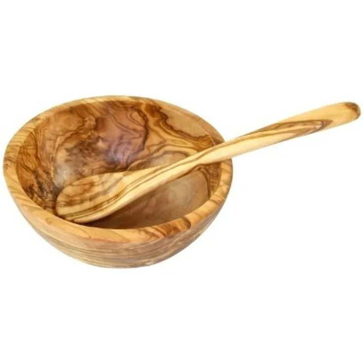 Olivenholz-erleben Müslischale rund aus edlem naturbelassenem Olivenholz, Massivholz, (Set, 2-tlg), Einzigartige Maserung, geschmacksneutral, leichte Reinigung