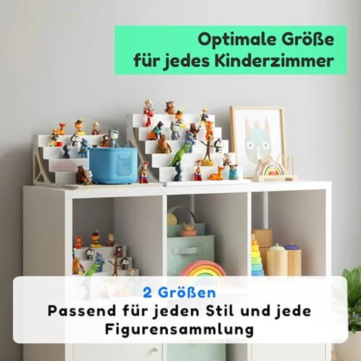 stadtecken® Magnetisches Regal für Musikbox-Figuren – Passend für Kallax und mehr | Optional mit Platz für Toniebox | Geeignet für ca. 50 Figuren | Weiß (BoxPlus) – Bild 9