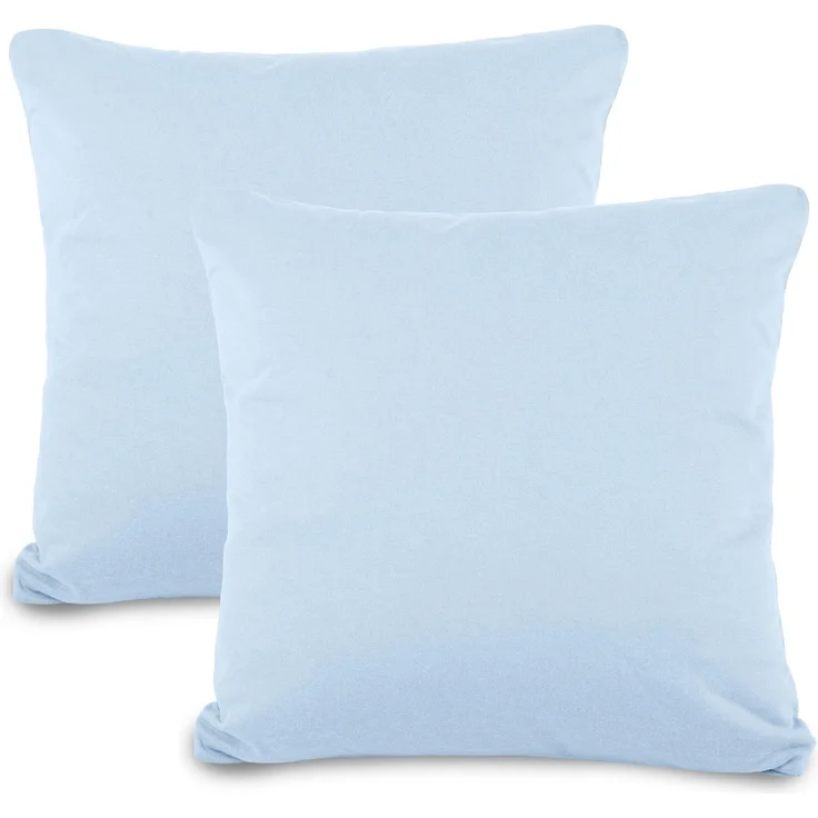 aqua-textil Classic Line Baumwoll Kissenbezug 2er-Set 80 x 80 cm Aqua blau Kissen Bezug Reißverschluss Jersey Kissenhülle – Bild 1