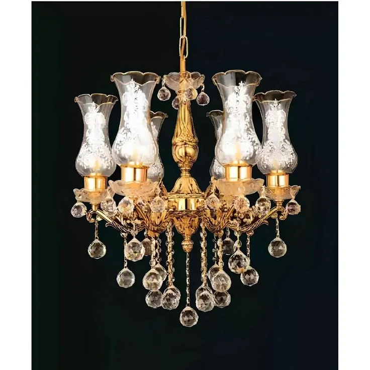 JVmoebel Kronleuchter Kristall Deckenlampe in Gold mit eleganten Details, Leuchtmittel wechselbar, Made in Europa