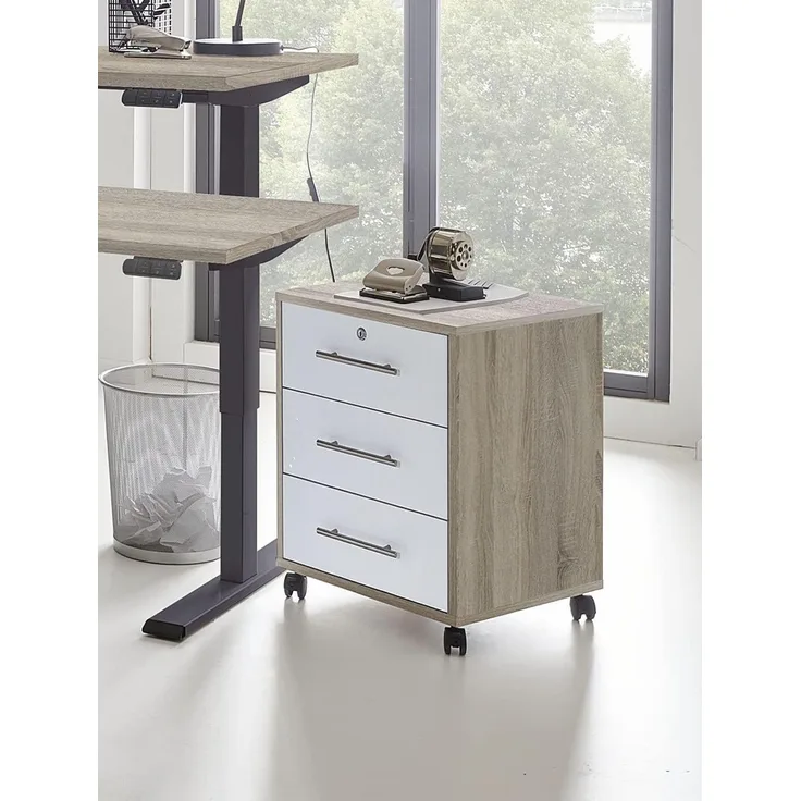 moebel-dich-auf Rollcontainer OFFICE EDITION, Metallgriffe, 1 Schubkasten abschließbar