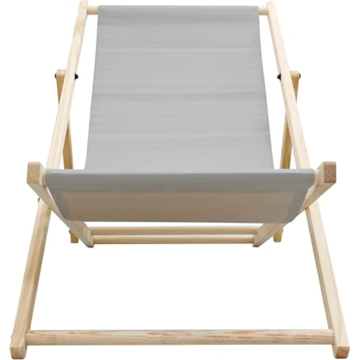 ECD Germany 4x Klappbarer Liegestuhl aus Holz, Hellgrau, bis 120kg, mit drei Liegehöhen und wetterfestem Oxford-Gewebe – Bild 5